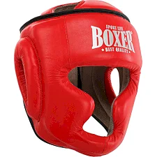 Тренувальний шолом для боксу шкіра BOXER NEW 2033-N (Червоний)