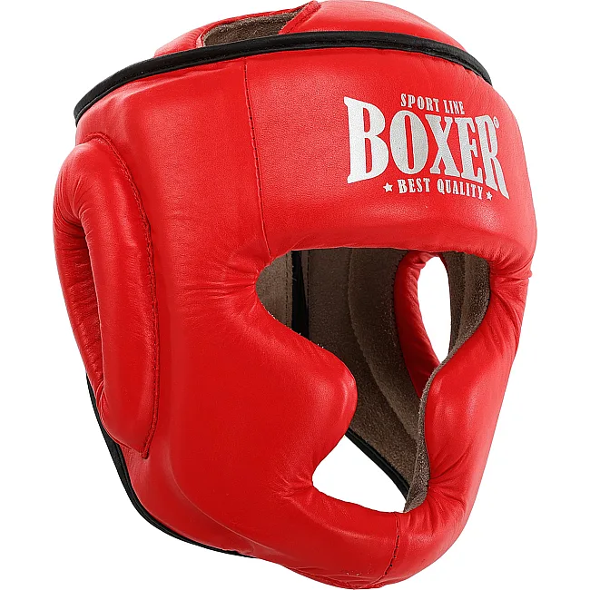 Тренировочный шлем для бокса кожа BOXER NEW 2033-N (Красный)