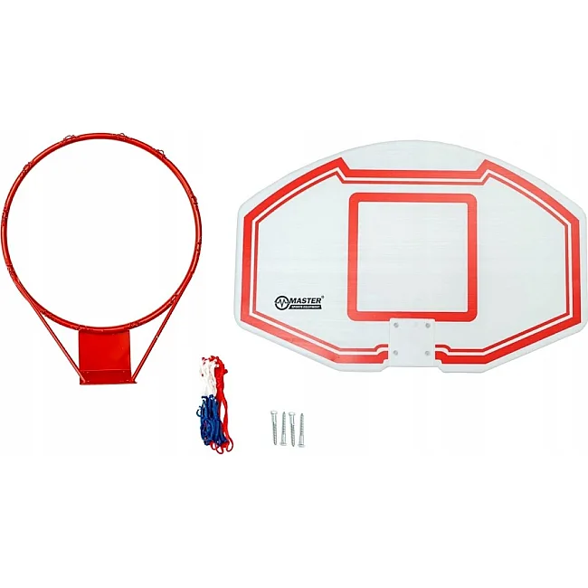 Щит баскетбольный MASTER MASSPSB-08, 90 х 60 см, красно-белый