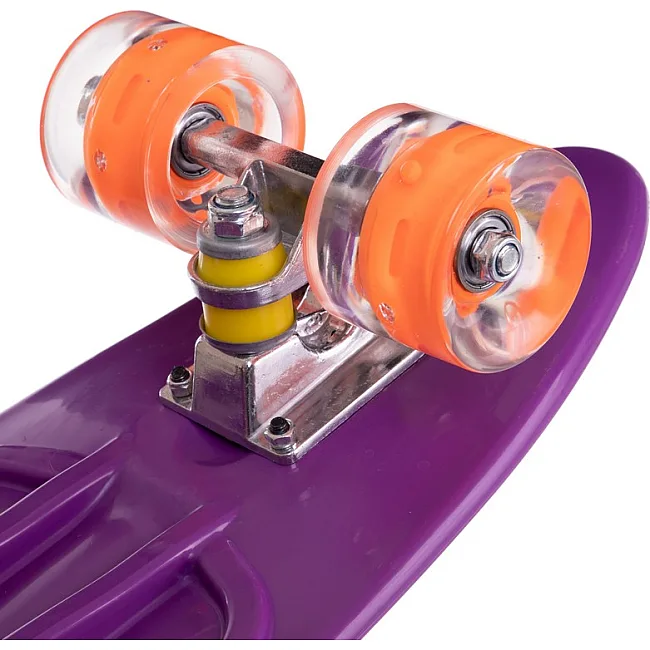 Пенни борд Penny Board круизер пластиковый со светящимися колесами и ручкой для переноски 24