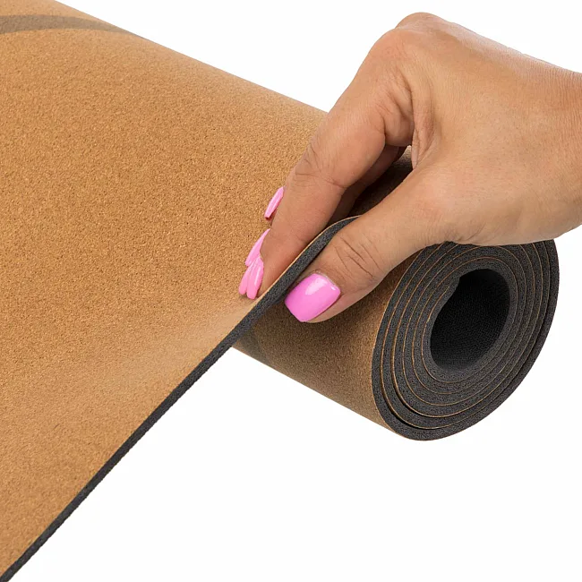 Распродажа! Коврик для йоги Пробковый каучуковый двухслойный Yoga mat RECORD FI-7156-10 183x61мx0.4cм