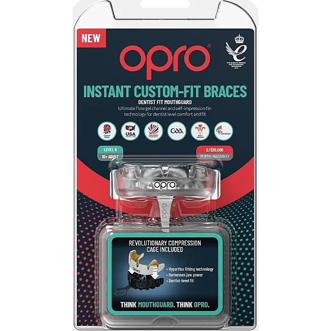 Капа для боксу OPRO Instant Single Colour Braces доросла (вік 11+) Clear (art.102522007)