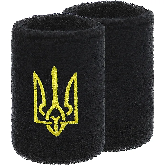 Спортивный напульсник впитывающий влагу Герб Украины BC-9280 1шт (Черный)
