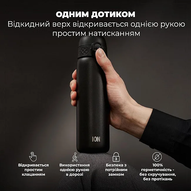 Бутылка для воды металлическая вакуумная ION8 500 мл. Vacuum Insulated, Black
