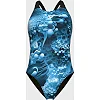 Купальник закрытый для женщин Arena BLUE FLOWERS SWIMSUIT V BACK синий, черный