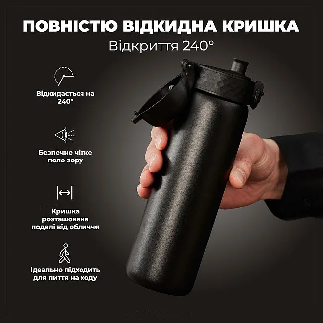 Бутылка для воды металлическая вакуумная ION8 500 мл. Vacuum Insulated, Black