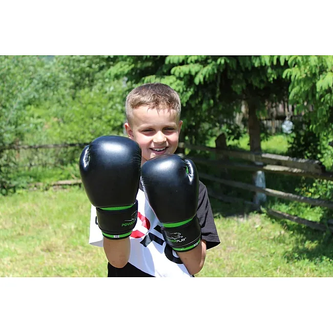 Рукавиці для боксу POWERPLAY 3004 JR Classic Чорно-Зелені