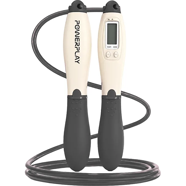 Скакалка со счетчиком PowerPlay 4216 Jump Rope Черно-белая 2.8 см.