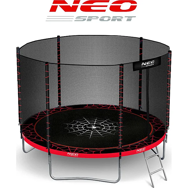 Батут Neo-Sport с наружной сеткой 252 см черно-красный
