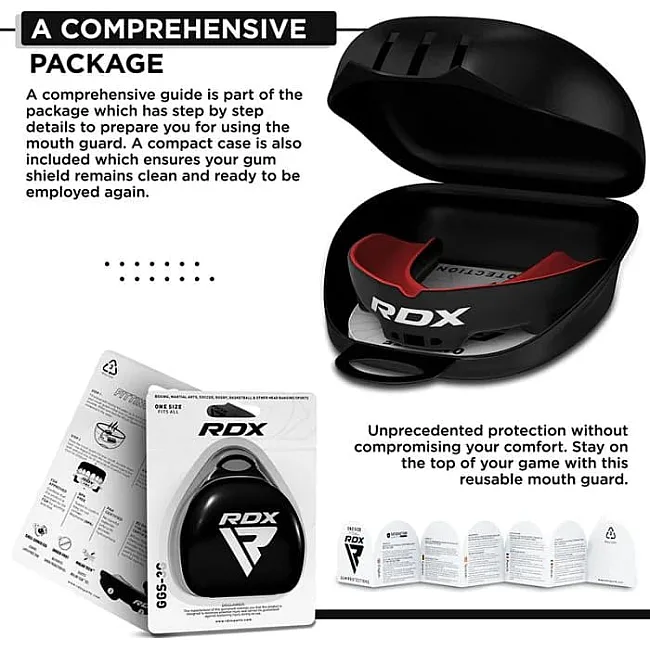 Капа RDX MOUTH GUNDER ARMOURRD ADULT черный, красный One Size