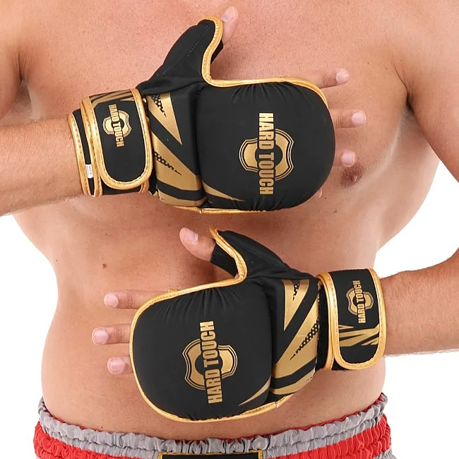 Рукавички Краби спарингові для MMA HARD TOUCH BO-00134 (Чорний-золотий)