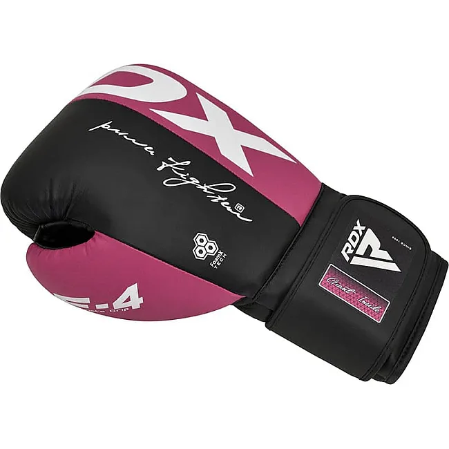 Боксерські рукавиці RDX BOXING GLOVES REX F4 чорний, рожевий