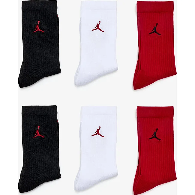 Шкарпетки NIKE U J ED CUSH PLY CREW 6PR - 144 чорний, білий, червоний