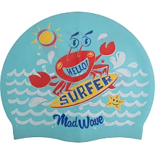 Шапочка для бассейна силиконовая юниорская MADWAVE Junior SURFER M057912 (Голубой)