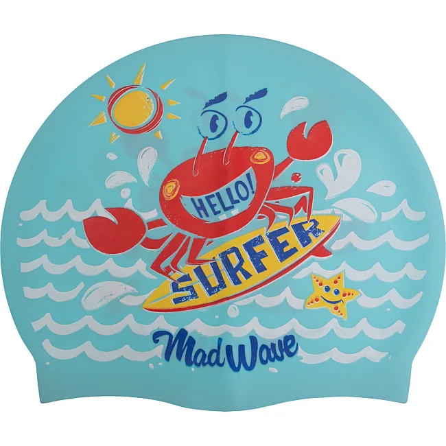 Шапочка для басейну силіконова юніорська MADWAVE Junior SURFER M057912 (Блакитний)