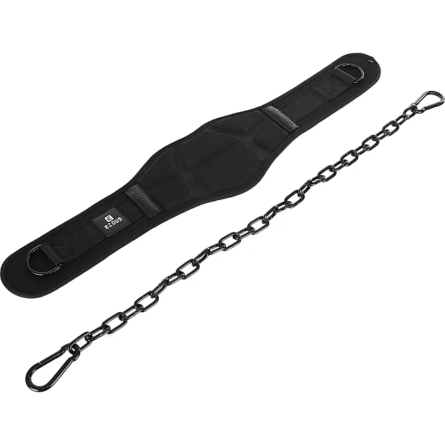 Пояс атлетический для отягощения текстильный с цепью и карабином EZOUS DIP BELT ARMOR N-01 спинка-17см