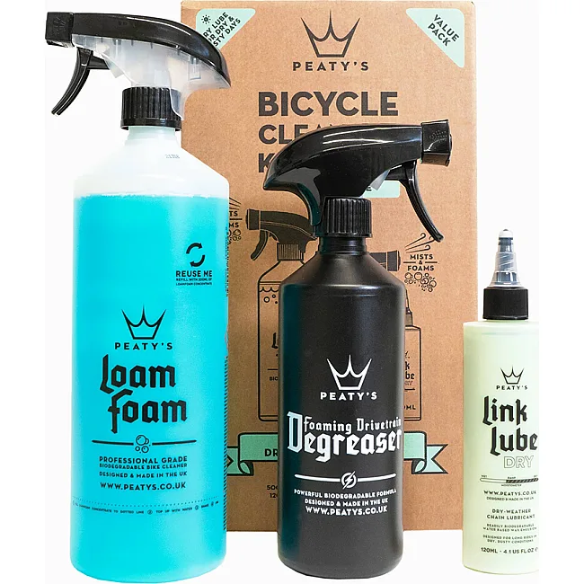 Набор для мойки Peaty's Gift Pack, Wash Degrease Lubricate Dry, шампунь 500ml / дегризер 500ml / смазка цепи 120ml, Dry