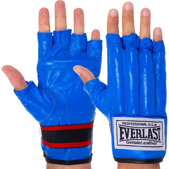 Перчатки снарядные кожаные EVERLAST VL-01044 (Синий)