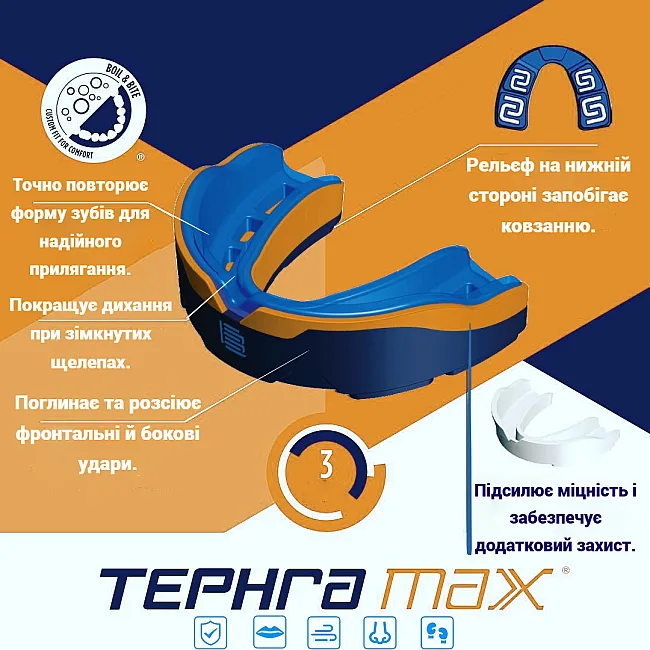 Капа для боксу MAKURA Tephra доросла (вік 11+) Blue/Orange/Blue (art.6017514126)