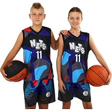 Детская баскетбольная форма NBA клуб Nets 11 BA-3764 (Серый-черный-голубой)