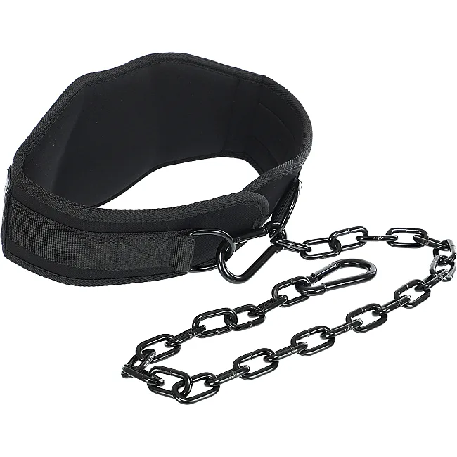 Пояс атлетический для отягощения текстильный с цепью и карабином EZOUS DIP BELT ARMOR N-01 спинка-17см