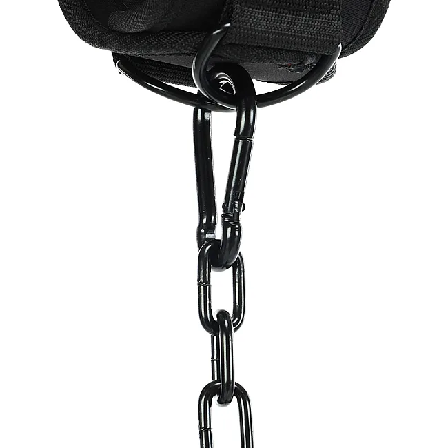 Пояс атлетический для отягощения текстильный с цепью и карабином EZOUS DIP BELT ARMOR N-01 спинка-17см