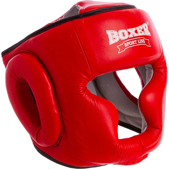 Тренировочный шлем для бокса кожа
 BOXER

 Элит 2033-1 (Красный)