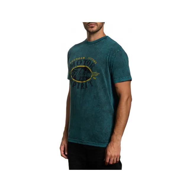 Футболка AFFLICTION Oil Change SS Tee Teal Black Lava Tint