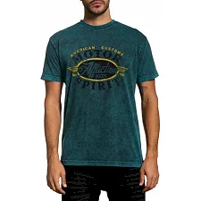 Футболка AFFLICTION Oil Change SS Tee Teal Black Lava Tint