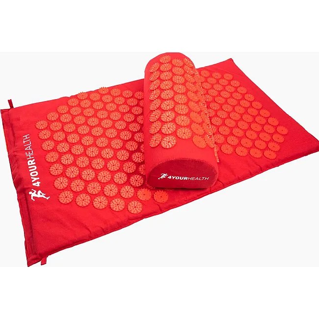 Массажный акупунктурный коврик 4YOURHEALTH Elite Line 1856 с подушкой красный 70x40см