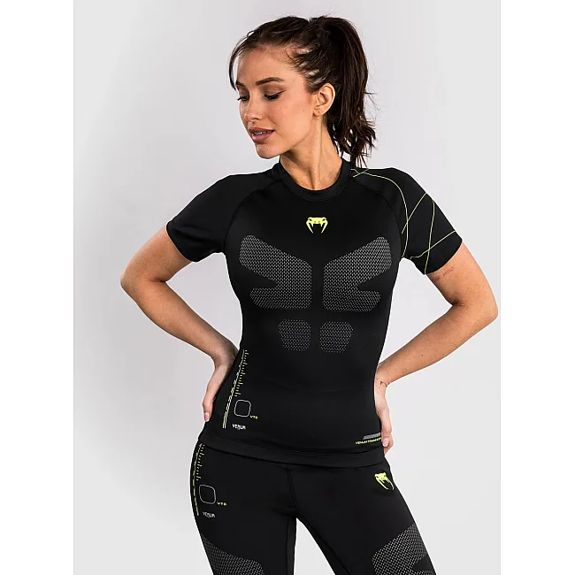 Рашгард жіночий VENUM Training Camp 4.0 Short Sleeve - Black/Neon Green
