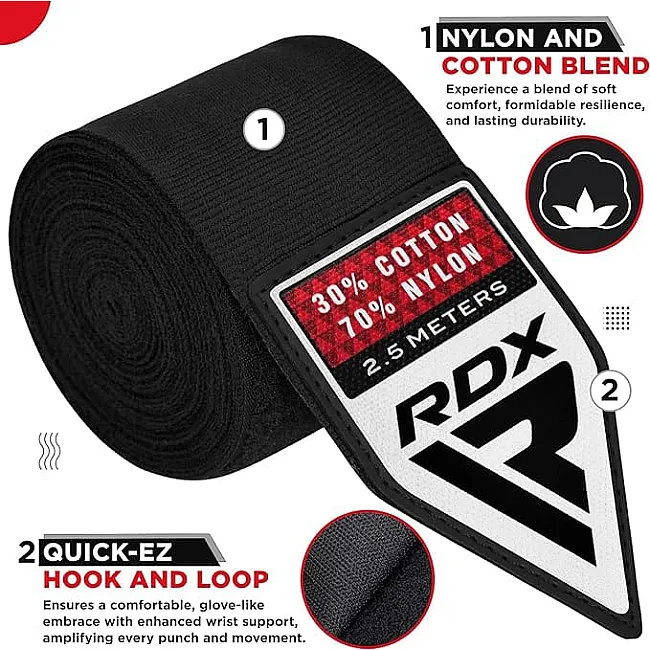 Бинти RDX HAND WRAPS 2.5 METER чорний (для дітей) 2,5 м