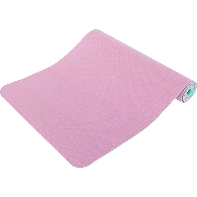 Коврик для йоги и фитнеса TPE двухслойный ZELART FI-1515 183x61x0,4см (Розовый-мятный)