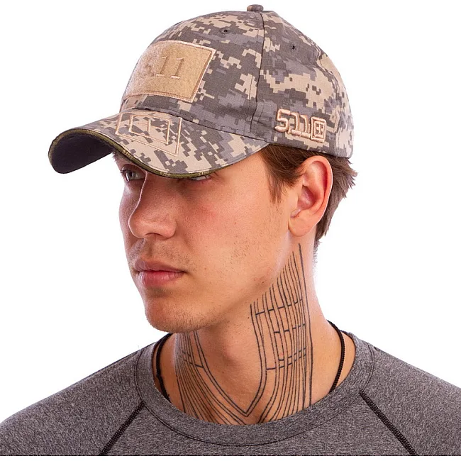 Кепка бейсболка тактическая с липучкой под патч 5.11 Tactical TY-0363 (Камуфляж Marpat)