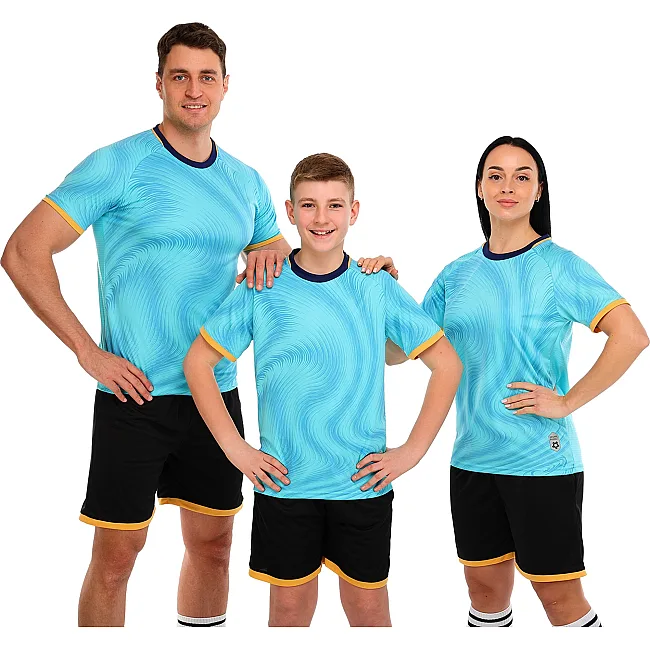 Футбольная форма
 комплект футболка и шорты LIDONG D8866 4XS-XXL (Голубой-черный)