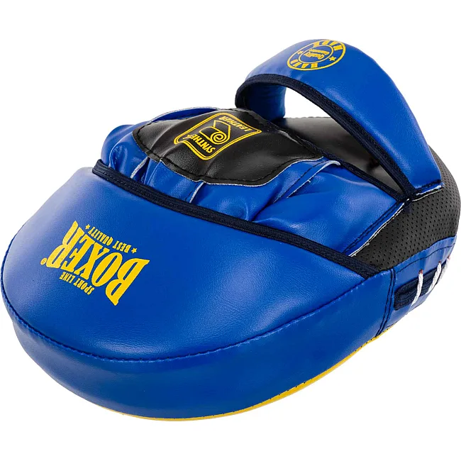 Лапа боксерская изогнутая тренировочная
 BOXER
 Элит 2013-01 23х19х4,5см 2штуки (Черный-синий)