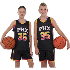 Детская баскетбольная форма NBA клуб Phoenix Suns 35 BA-9830 (Черный-желтый)
