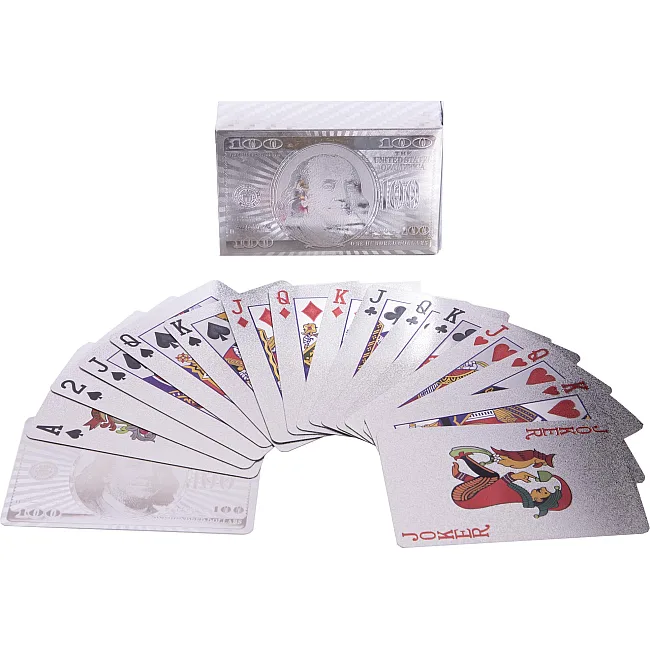 Игральные карты
 пластиковые серебряные SP-SPORT
 SILVER 100 DOLLAR IG-4566-S 54 карты