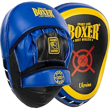 Лапа боксерская изогнутая тренировочная BOXER Элит 2013-01 23х19х4,5см 2штуки (Черный-синий)