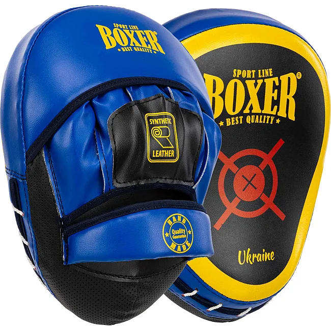 Лапа боксерская изогнутая тренировочная
 BOXER
 Элит 2013-01 23х19х4,5см 2штуки (Черный-синий)