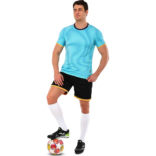 Футбольная форма
 комплект футболка и шорты LIDONG D8866 4XS-XXL (Голубой-черный)