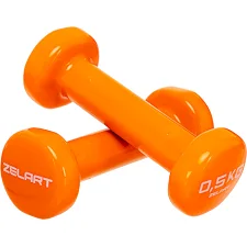 Гантели для фитнеса виниловые ZELART Beauty TA-5225-0_5 2шт 0,5кг (Оранжевый)
