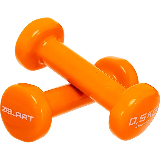 Гантели для фитнеса виниловые ZELART Beauty TA-5225-0_5 2шт 0,5кг (Оранжевый)