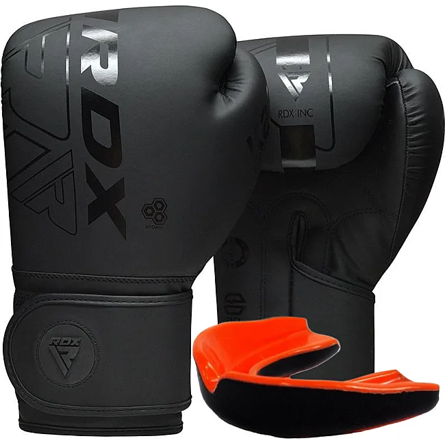Боксерские перчатки RDX F6 Kara Matte Black (капа в комплекте)