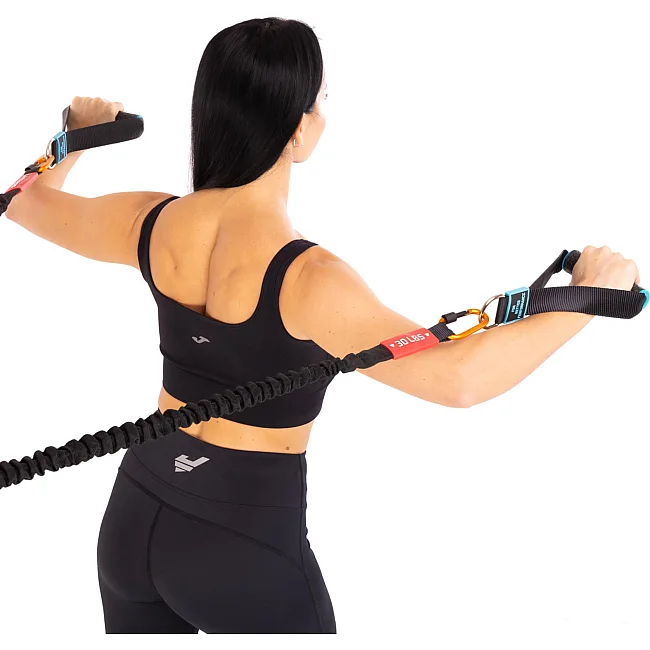 Трубчатый эспандер
 с карабином в защитном рукаве RESISTANCE TUBE LiveUp LP8401-L нагрузка высокая