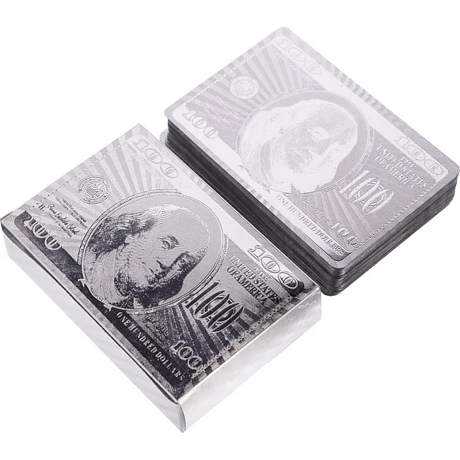 Игральные карты
 пластиковые серебряные SP-SPORT
 SILVER 100 DOLLAR IG-4566-S 54 карты