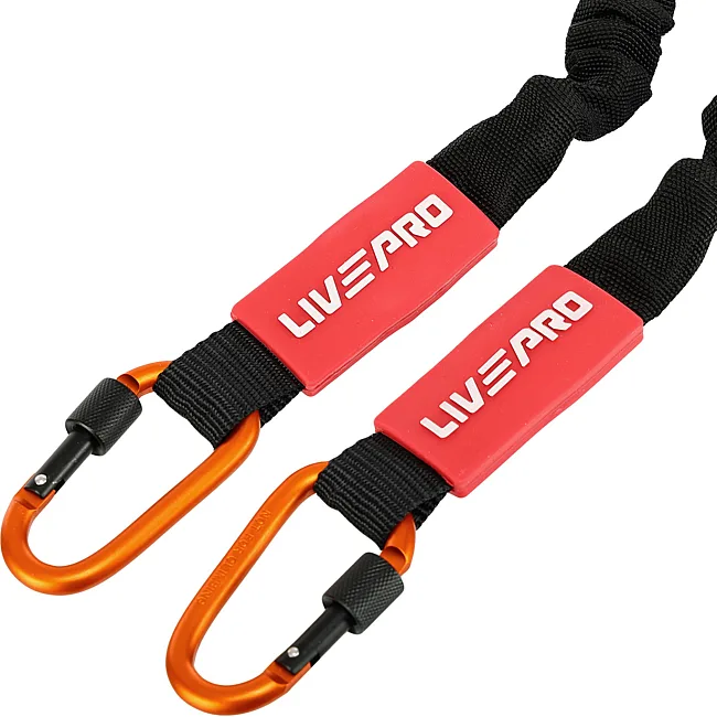 Трубчатый эспандер
 с карабином в защитном рукаве RESISTANCE TUBE LiveUp LP8401-L нагрузка высокая