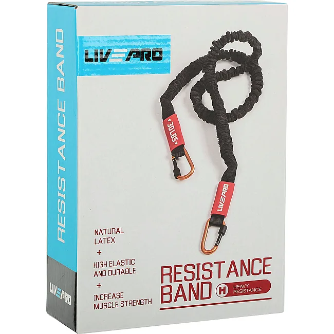 Трубчатый эспандер
 с карабином в защитном рукаве RESISTANCE TUBE LiveUp LP8401-L нагрузка высокая