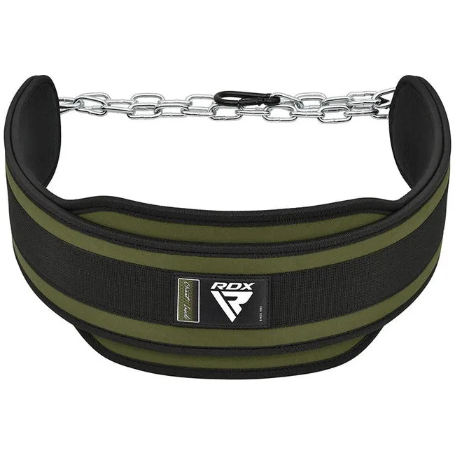 Пояс для обременений с цепью RDX T7 Dipping Belt 2 Layer неопреновый Army Green