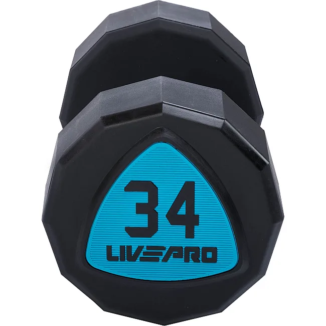 Гантелі професійні
 з поліуретановим покриттям LiveUp LP8003-34 2шт по 34кг